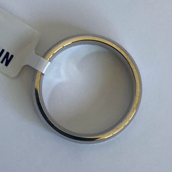 Men's Stainless Steel Ring Band Matte Stripes Single Stone size 10 - Picture 2 of 4